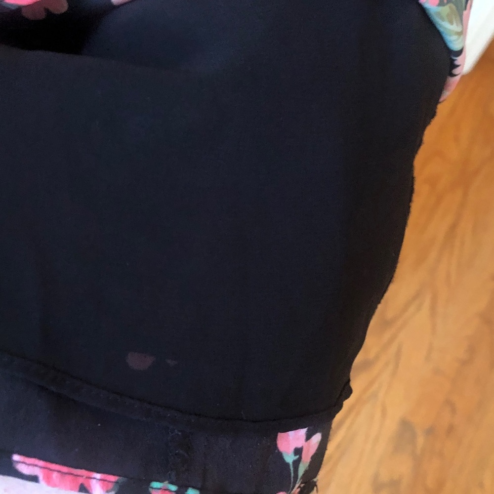 Ann Taylor Women Sleeveless Maxi Dress Sz 4P Black Pink Floral Sheer Dress - Picture 4 of 7